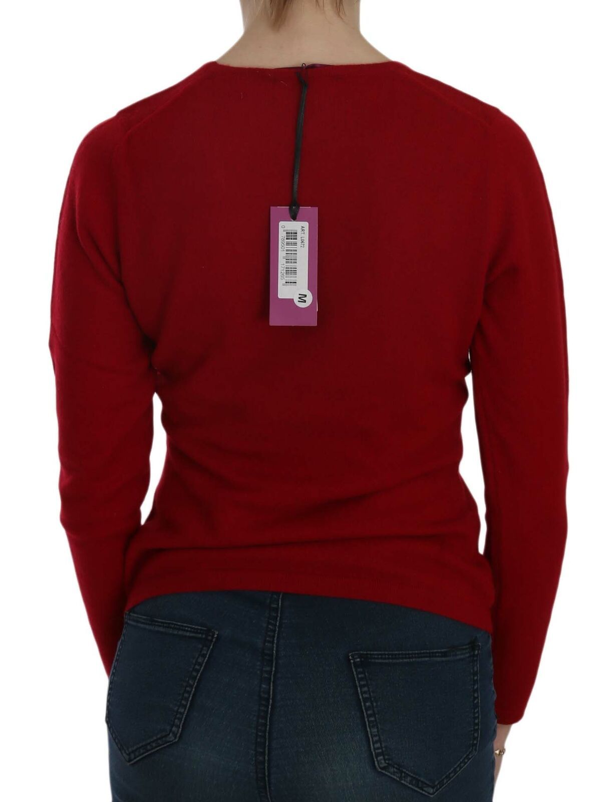 Röd rundhalsad pullover i kashmir