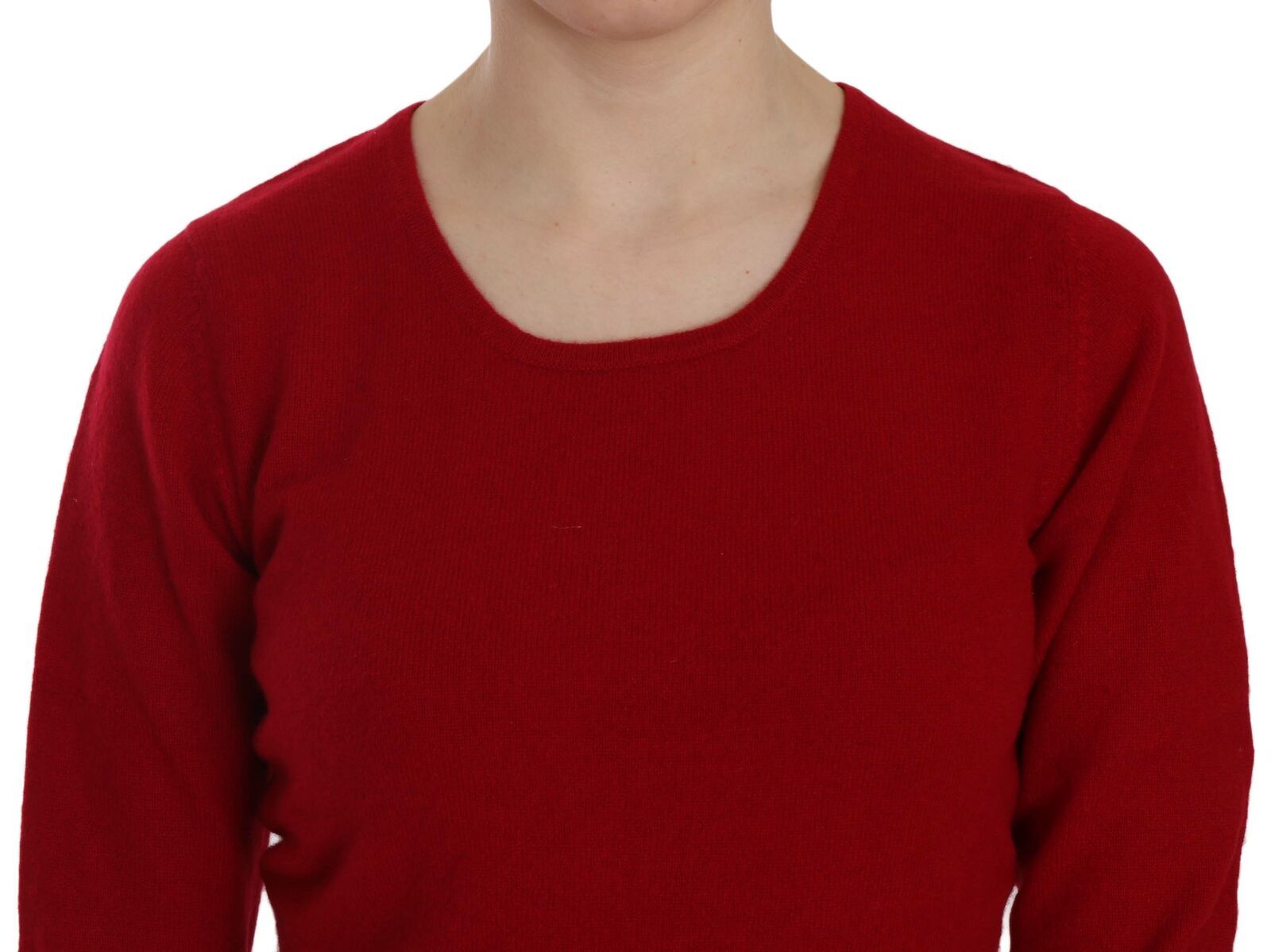 Röd rundhalsad pullover i kashmir
