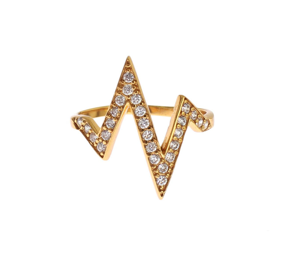 Guld 925 Silver Damring med Klar CZ 18K
