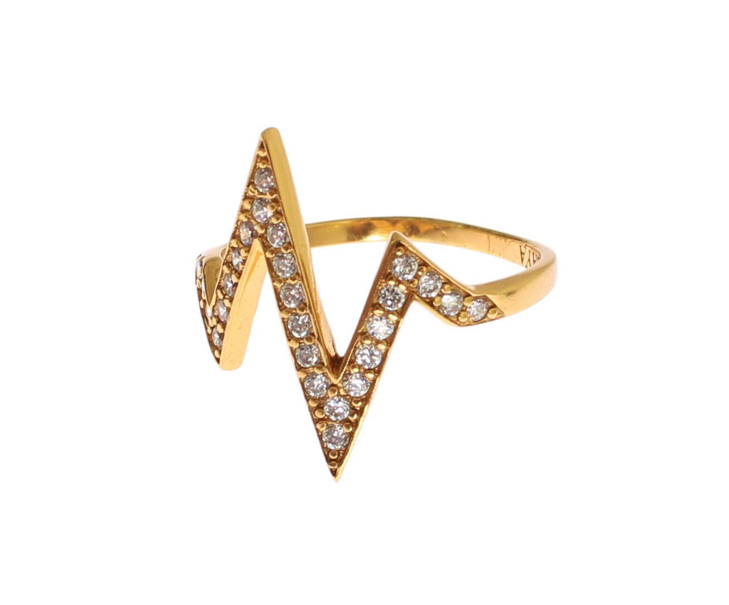 Guld 925 Silver Damring med Klar CZ 18K