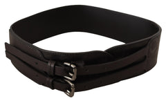 Costume National Dark Brown Leather Double Buckle Belt