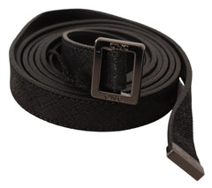 Costume National Black Leather Metal Buckle Waist Belt