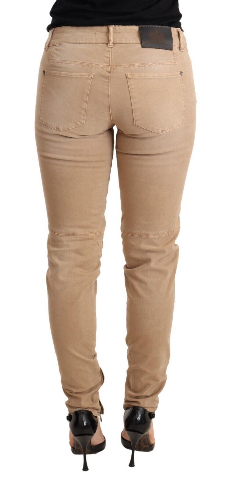 Bruna skinny jeans med låg midja och bomull