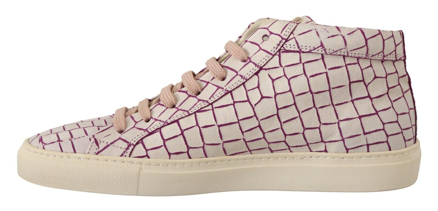 HIDE &amp; JACK Vita Bordeaux Läder Casual Sneakers Med Snörning