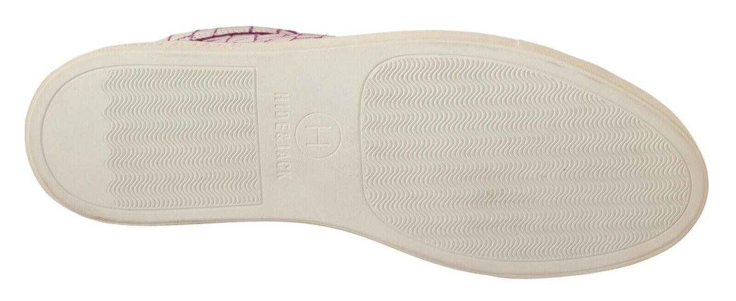 HIDE &amp; JACK Vita Bordeaux Läder Casual Sneakers Med Snörning