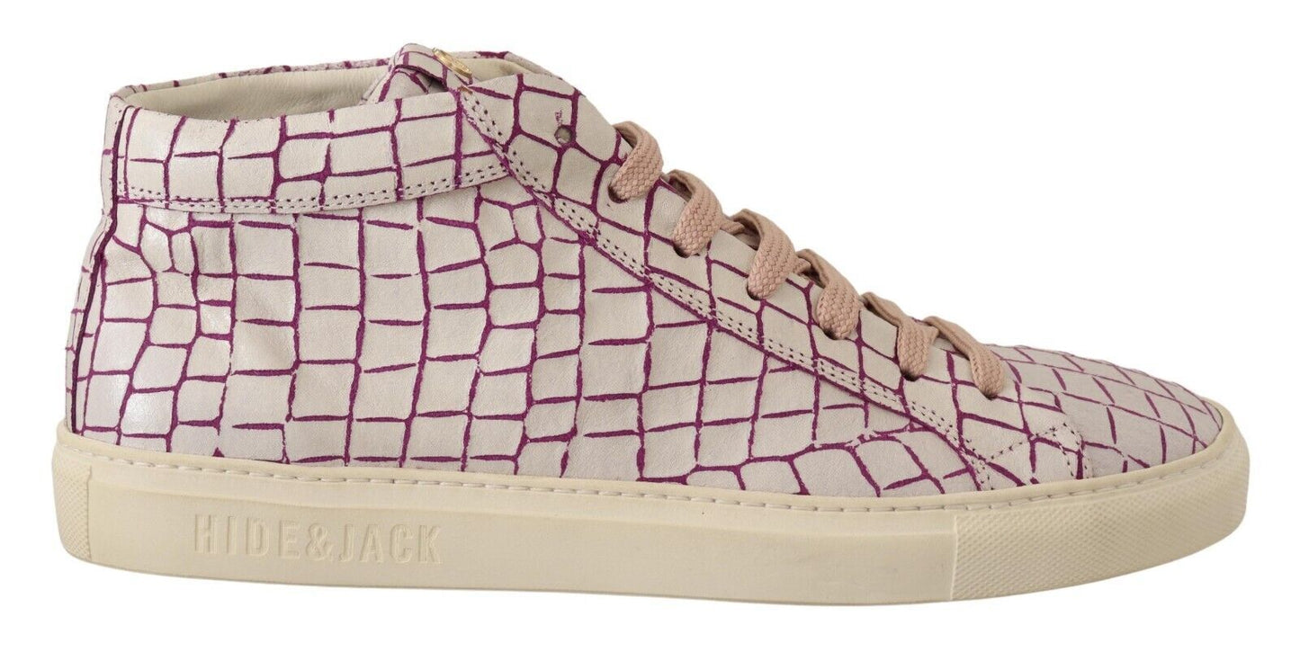 HIDE &amp; JACK Vita Bordeaux Läder Casual Sneakers Med Snörning