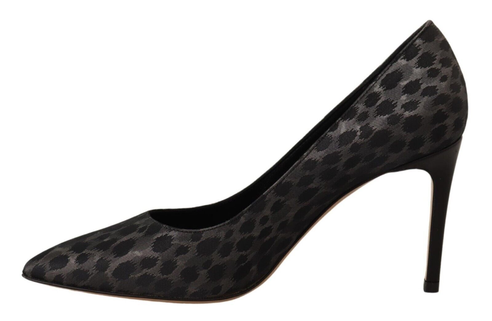 Svarta Leopard Läder Stilettklackade Pumps Skor