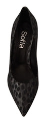 Sofia Black Leopard Leather Stiletto High Heels Pumps Shoes