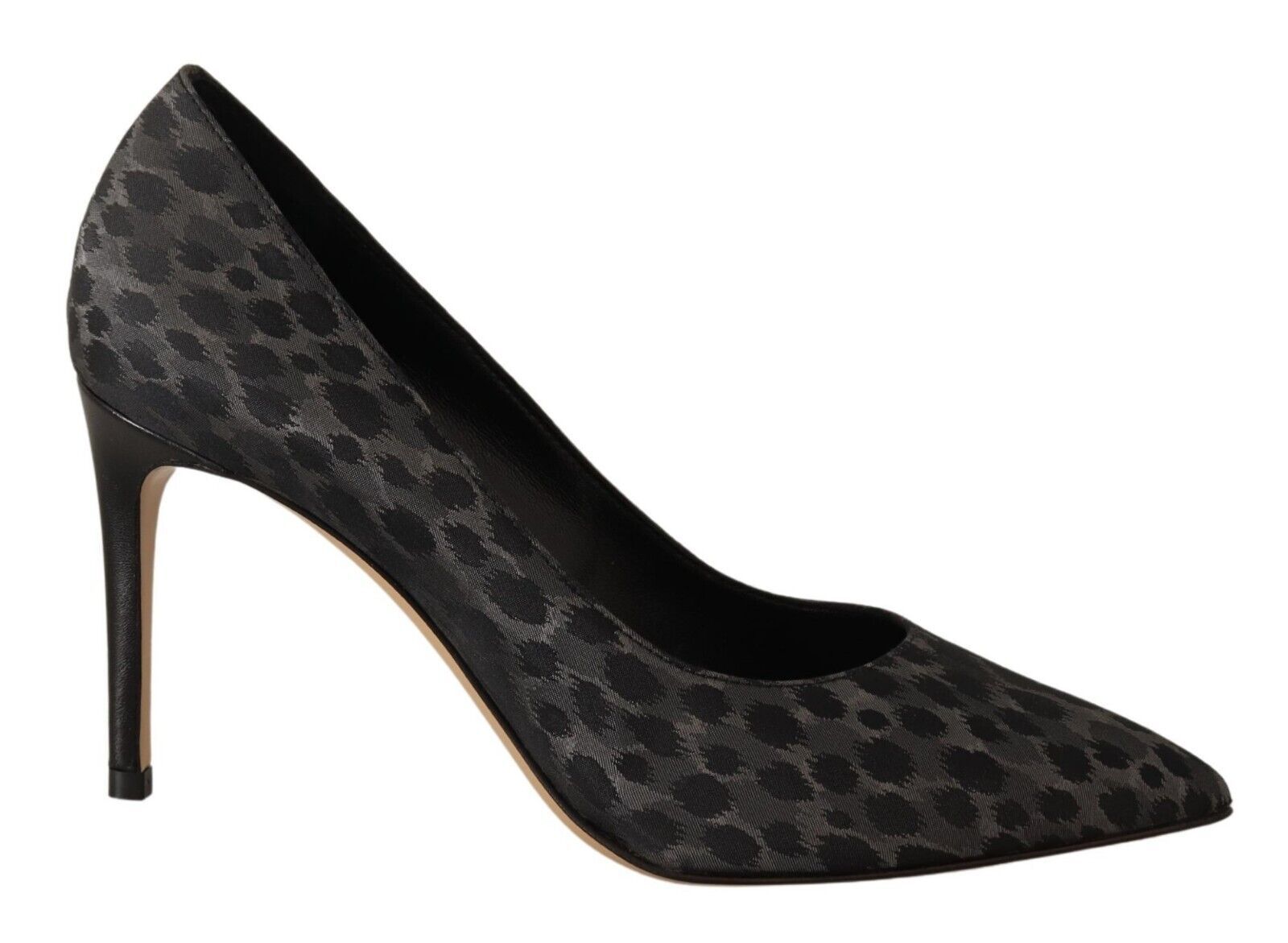 Svarta Leopard Läder Stilettklackade Pumps Skor