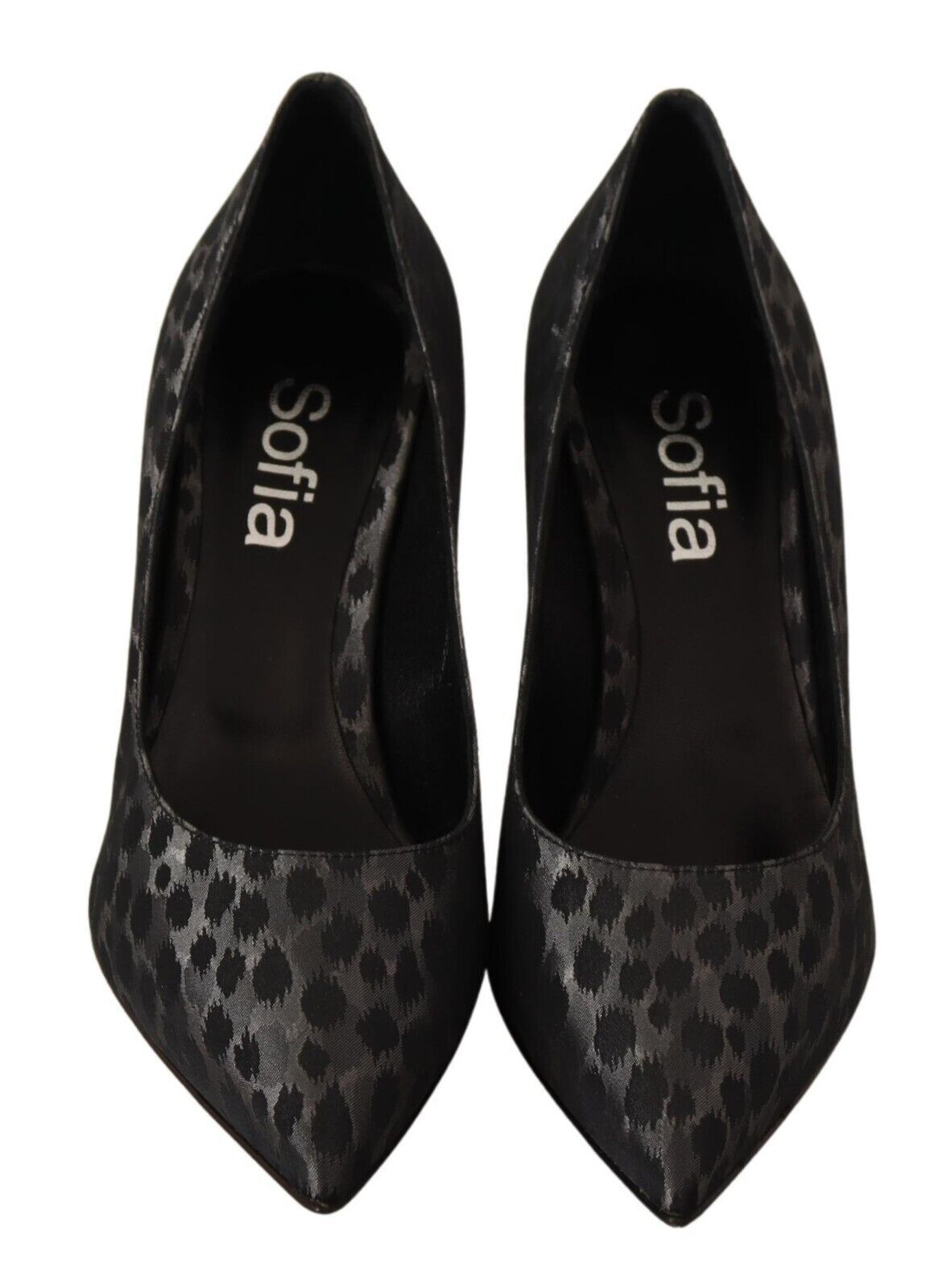 Svarta Leopard Läder Stilettklackade Pumps Skor