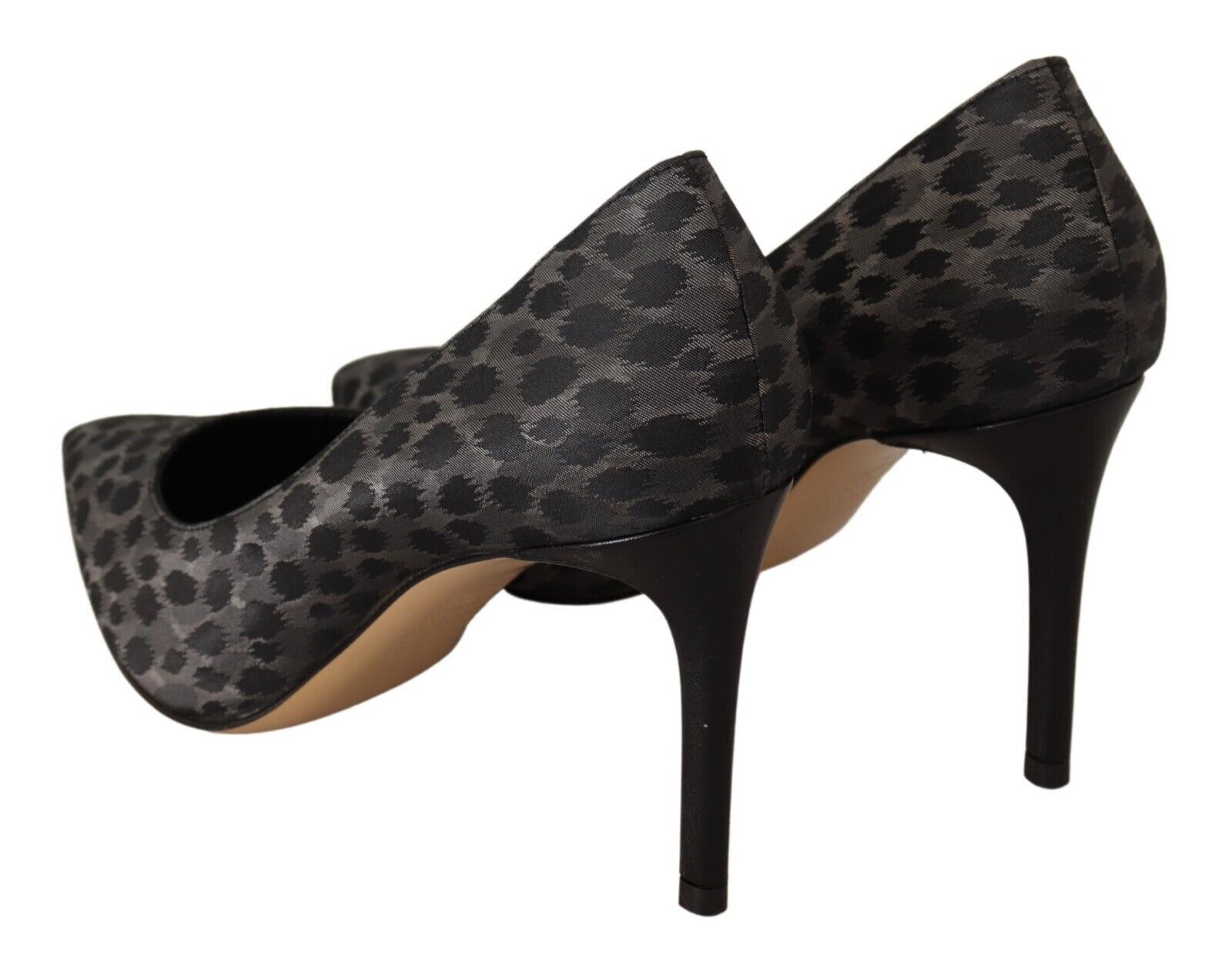 Svarta Leopard Läder Stilettklackade Pumps Skor