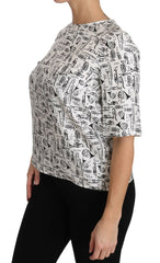 Dolce & Gabbana White Musical Instruments Print Blouse
