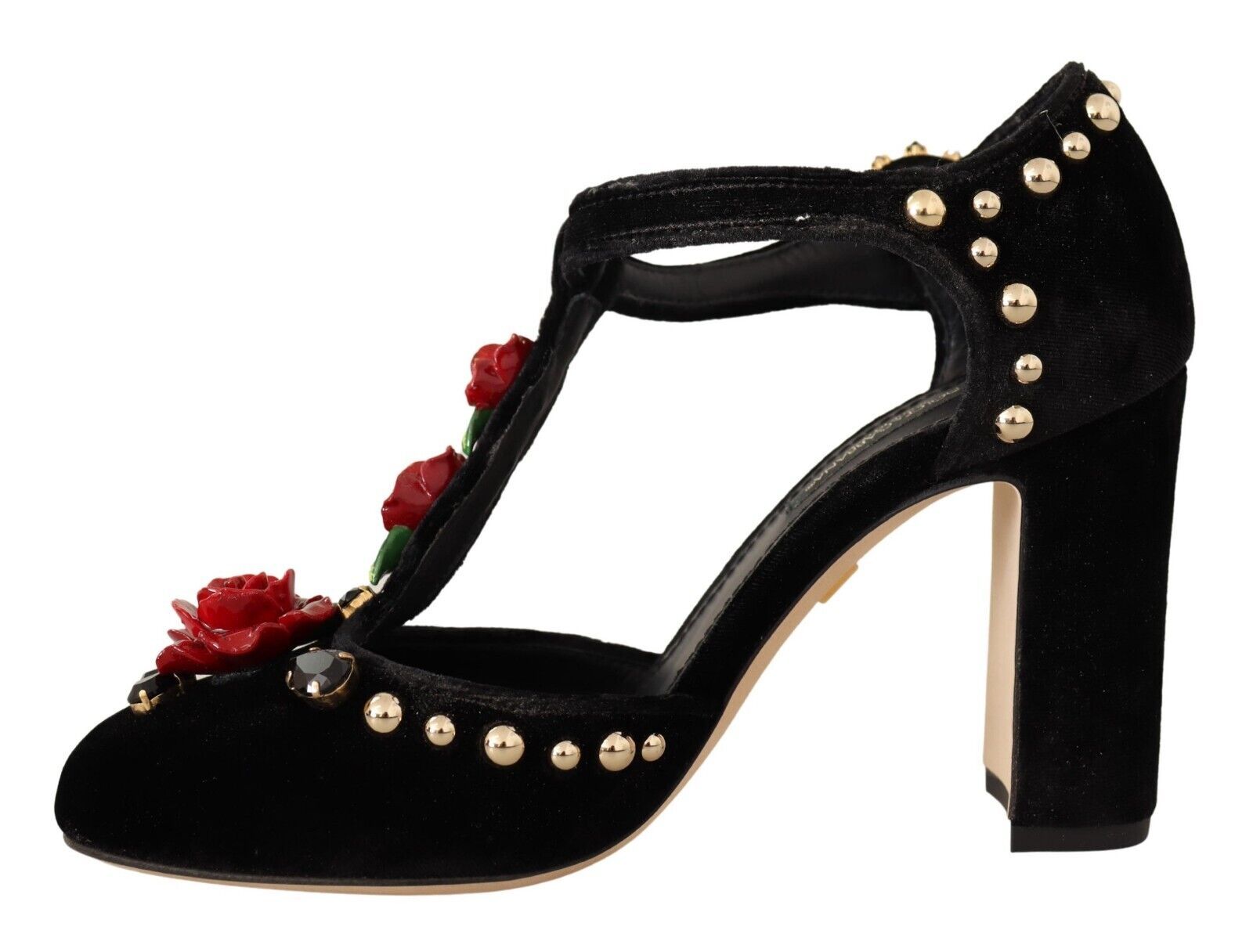 Svarta Mary Jane Pumps med Roser och Kristaller
