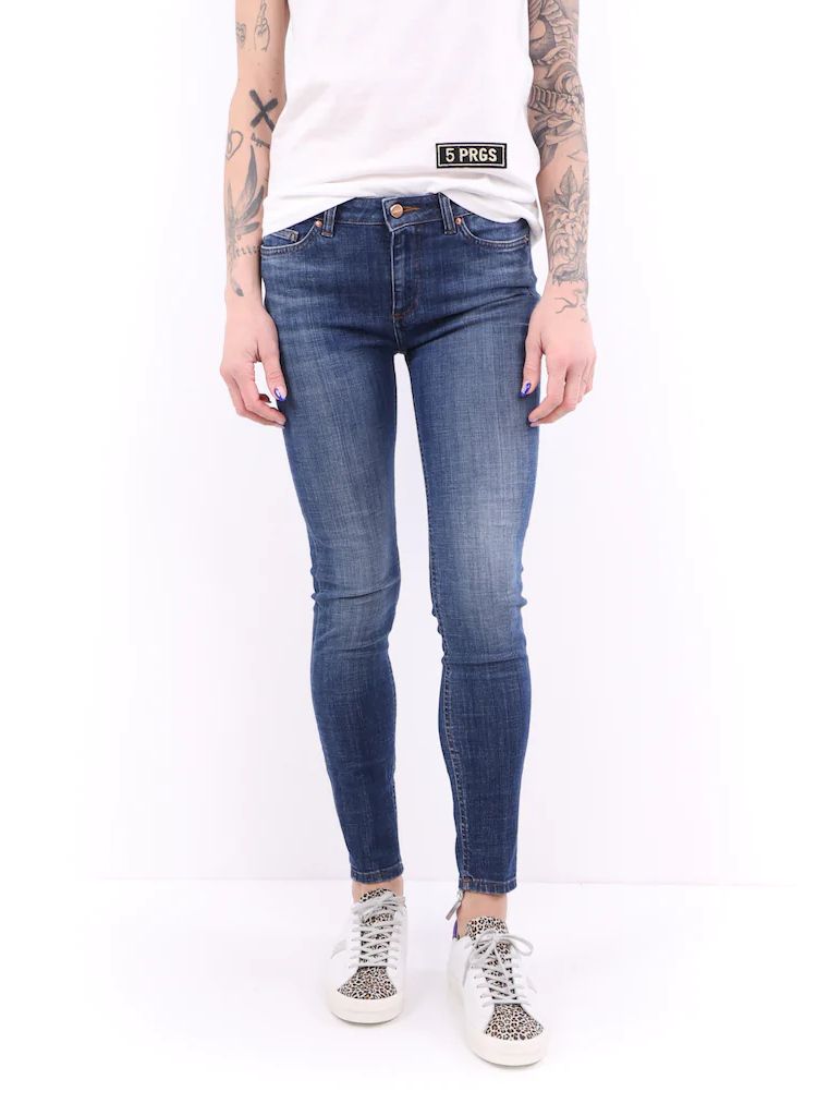 Blå bomullsjeans för kvinnor