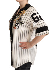 Dolce & Gabbana White Cotton Crystal Charms Amore Shirt