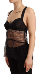 Dolce & Gabbana Black Silk Lace Babydoll Nylon Lingerie Top