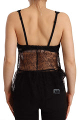 Dolce & Gabbana Black Silk Lace Babydoll Nylon Lingerie Top