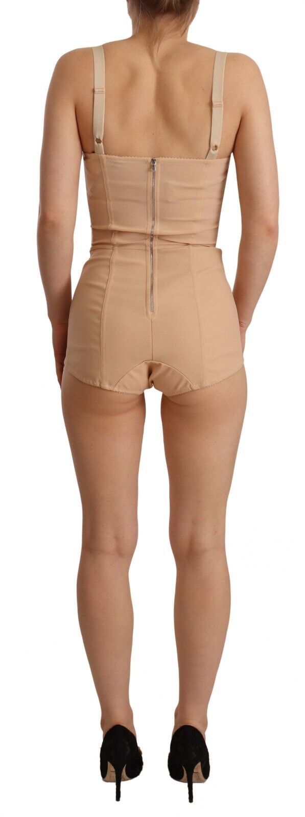 Beige Nylon Blommig Spets Bodysuit Underkläder