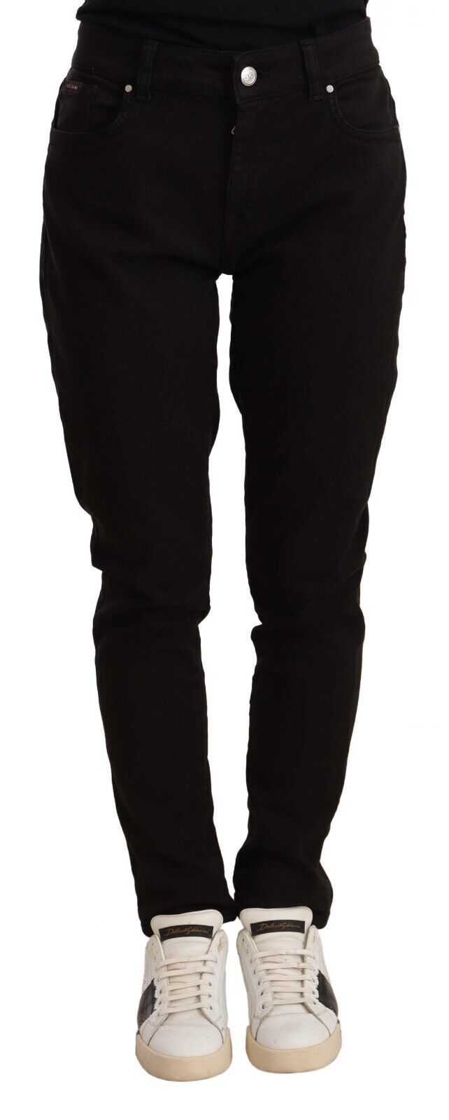 Svarta skinny slim denim bomull stretchjeans