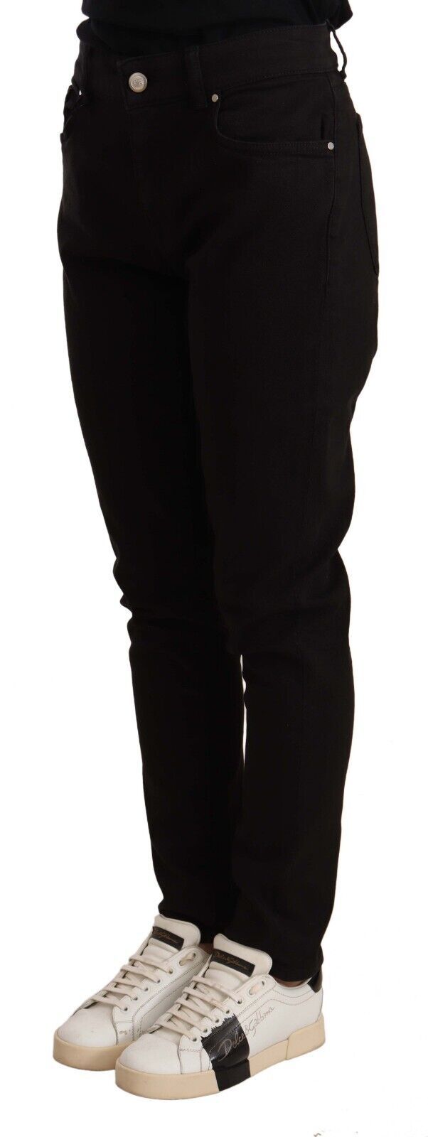 Svarta skinny slim denim bomull stretchjeans