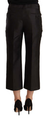 Dolce & Gabbana Black 100% Silk Flared Cropped Pants