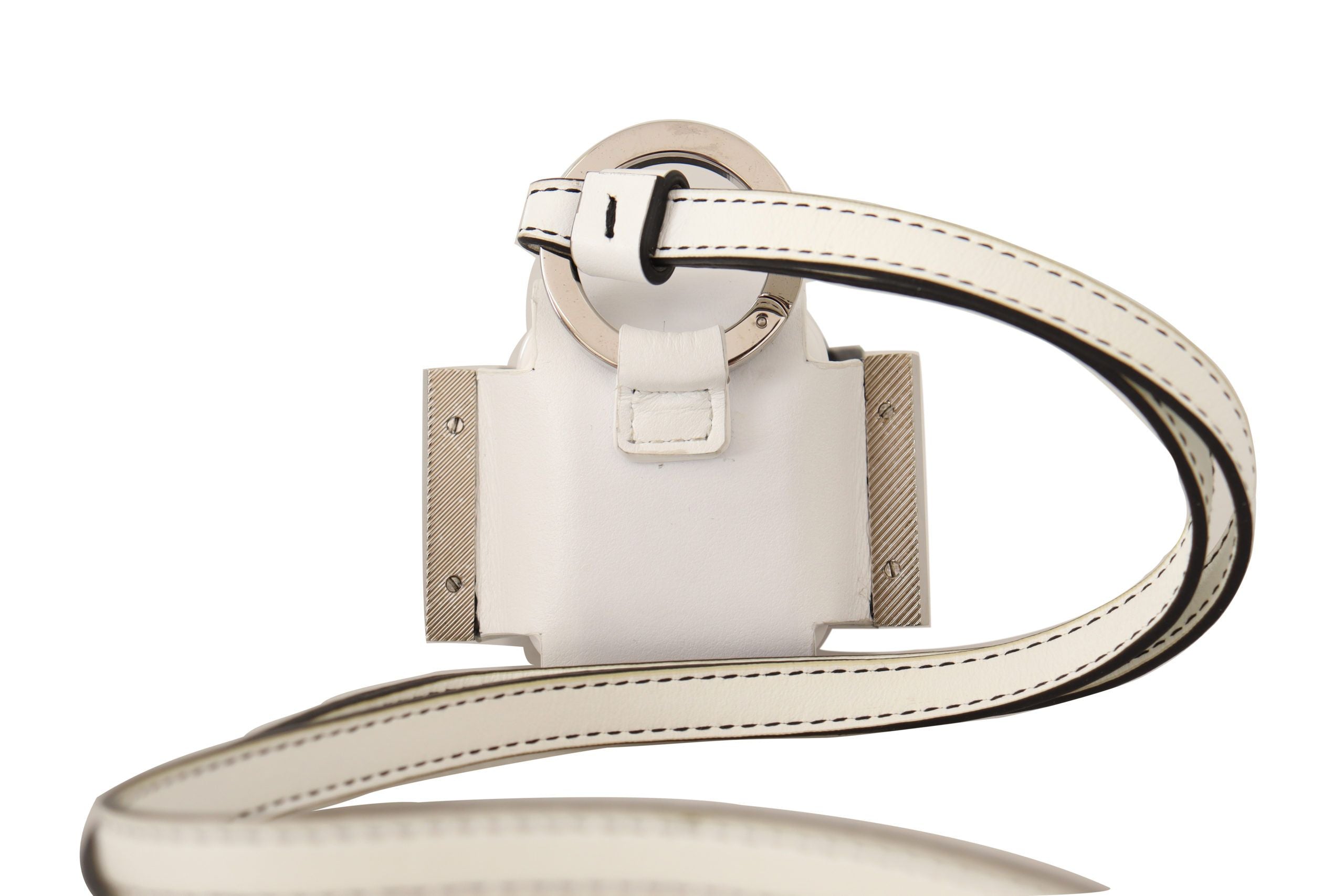 Vitt svart läderarmband Silver metalllogotyp Airpods-skal