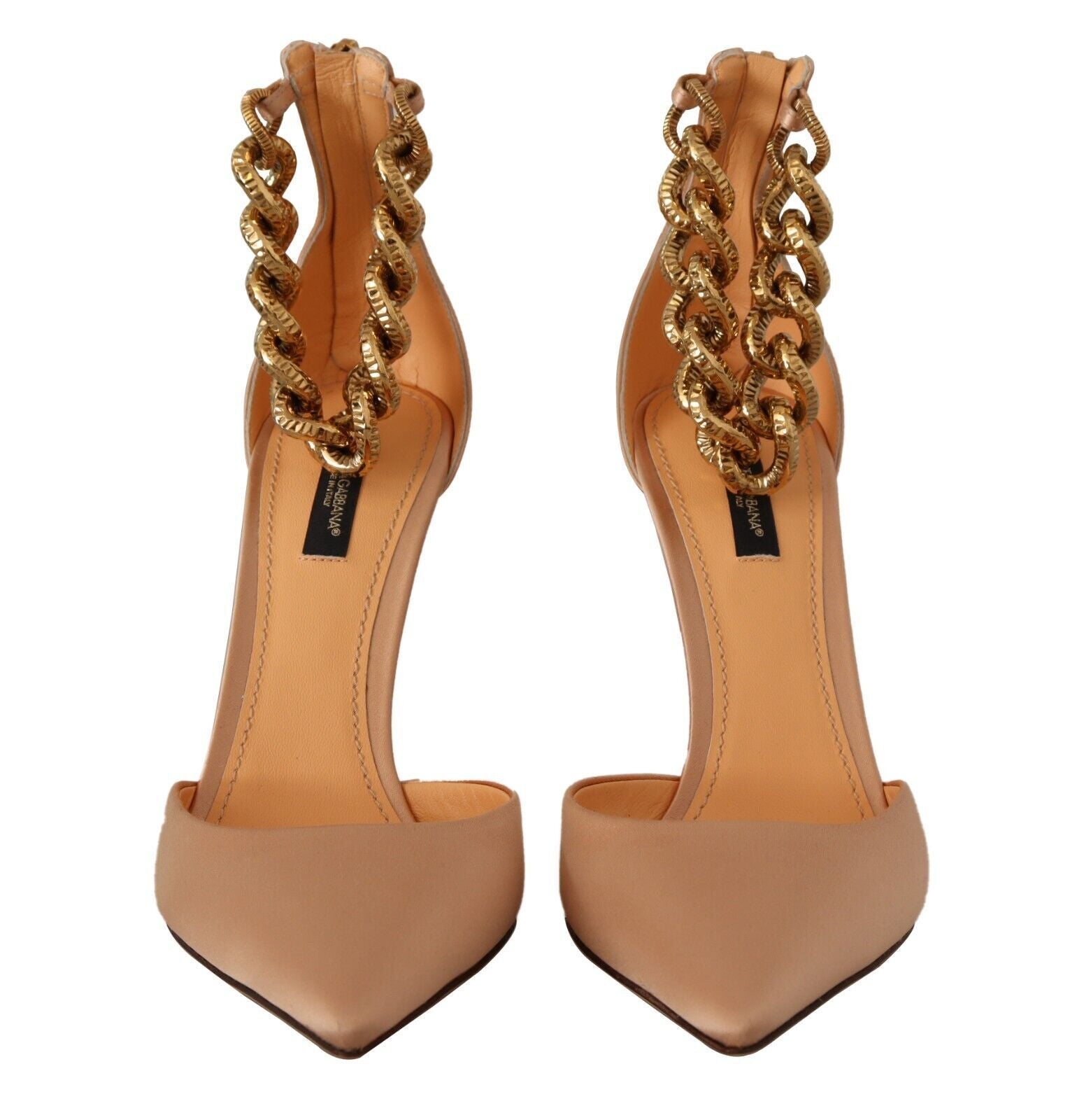Beige Ankelkedja Med Rem Höga Klackar Pumps Skor