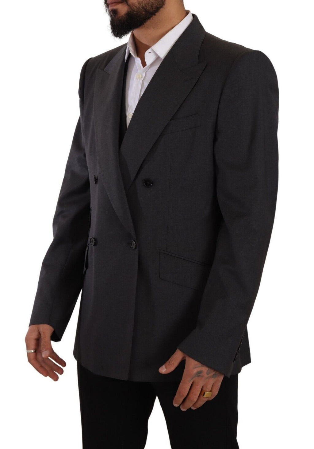 Grå dobbeltspent 2-delt SICILIA-blazer
