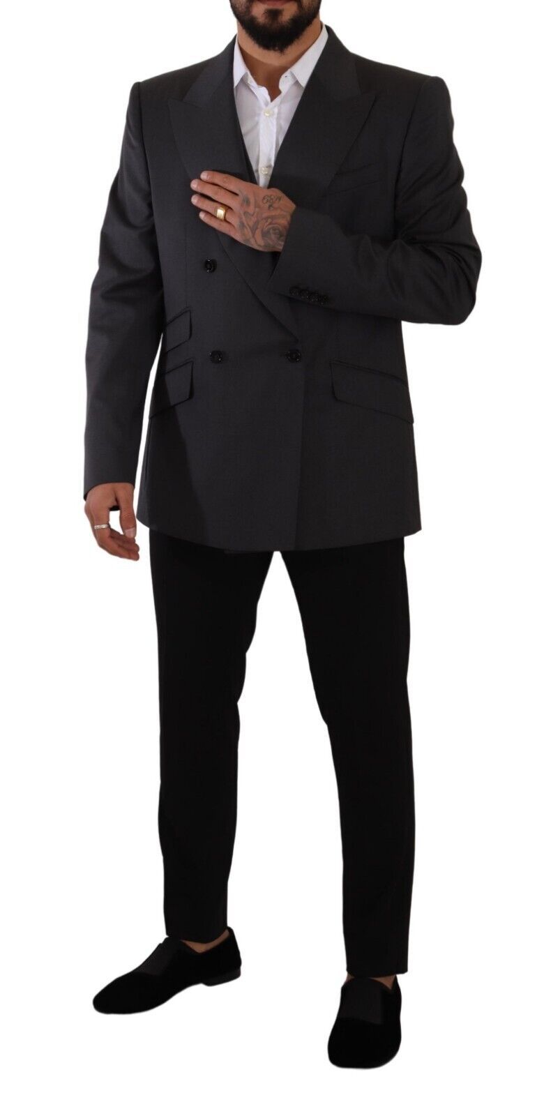 Grå dobbeltspent 2-delt SICILIA-blazer