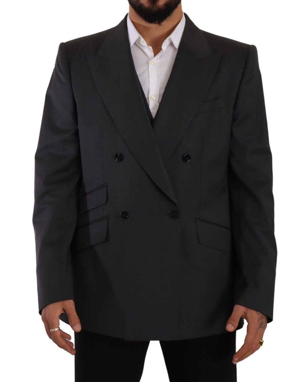 Grå dobbeltspent 2-delt SICILIA-blazer