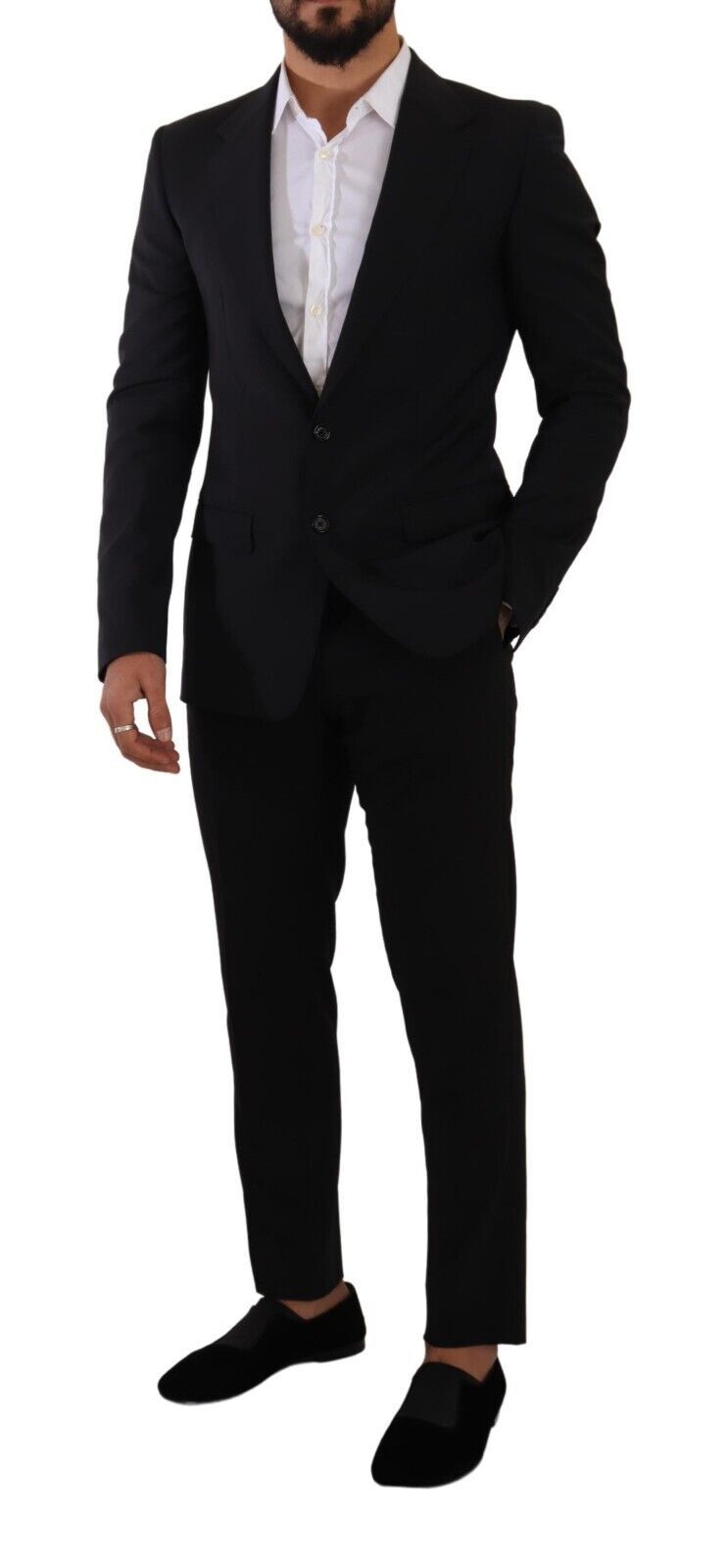 Svart slim fit väst med 2 knappar från MARTINI