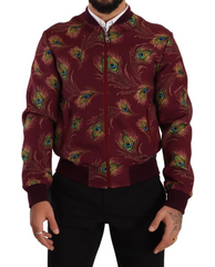 Dolce & Gabbana Red Peacock Polyester Stretch Full Zip Jacket