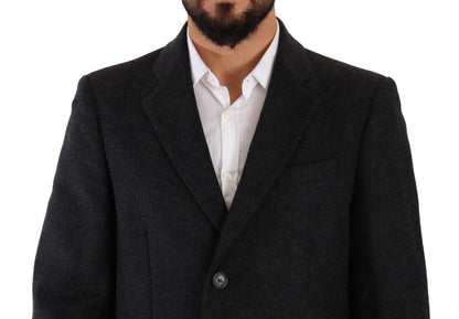 Dolce &amp; Gabbana Mörkgrå Ull Över Trenchcoat Herrjacka