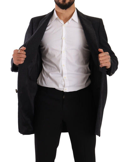 Dolce &amp; Gabbana Mörkgrå Ull Över Trenchcoat Herrjacka