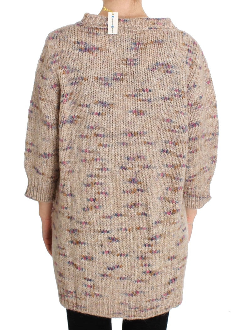 Beige stickad oversize tröja i ullblandning