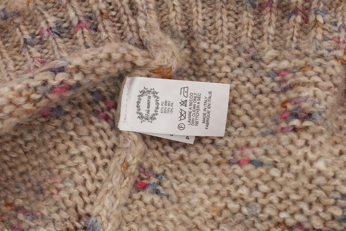 Beige stickad oversize tröja i ullblandning