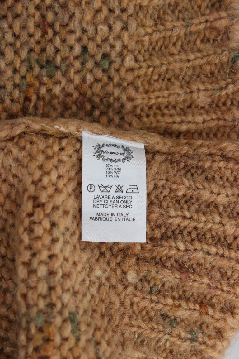 Brun stickad oversize tröja i ullblandning