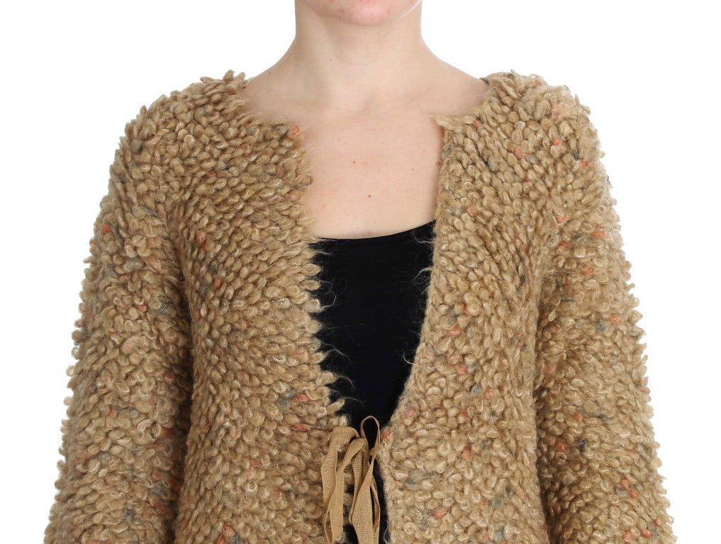 Beige ullblandad kaptröja