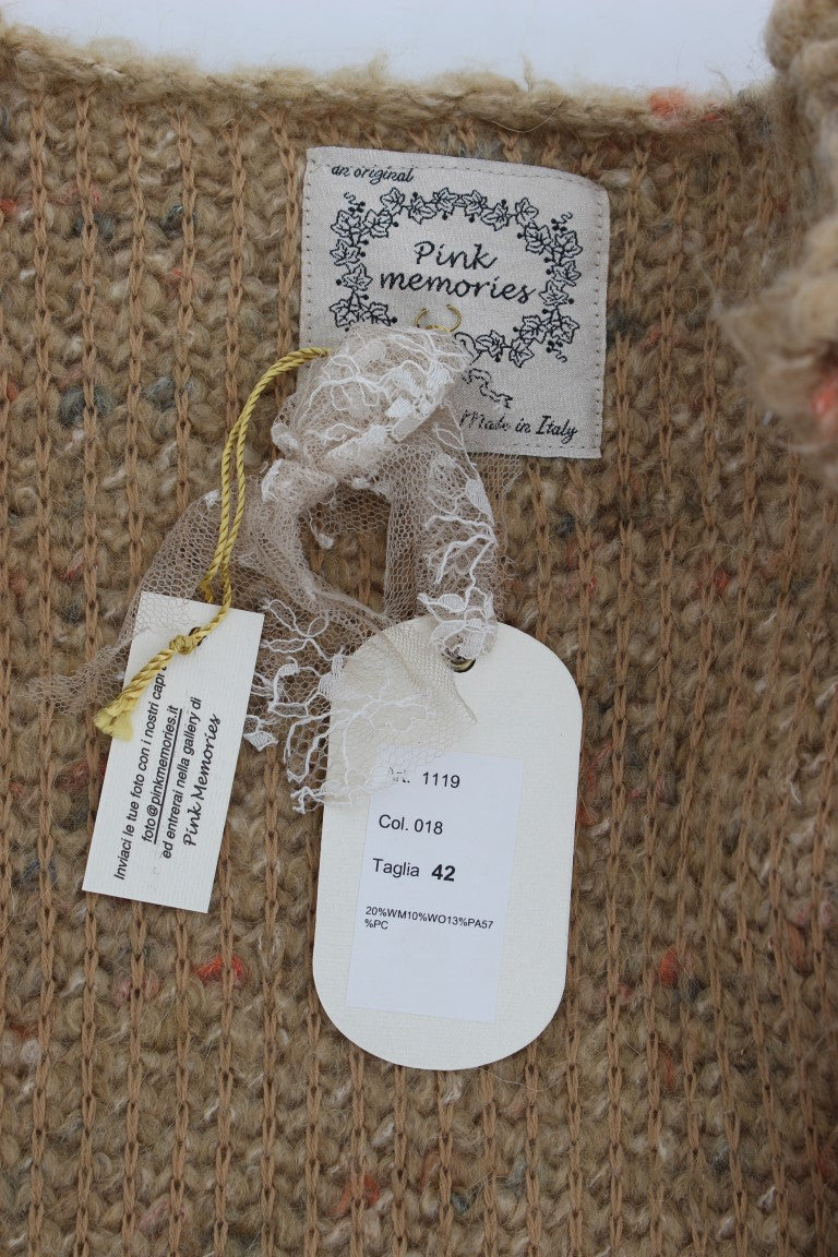 Beige ullblandad kaptröja