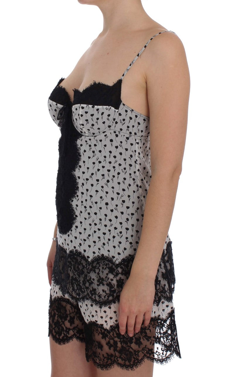 Svart sidenspets babydoll-underkläder
