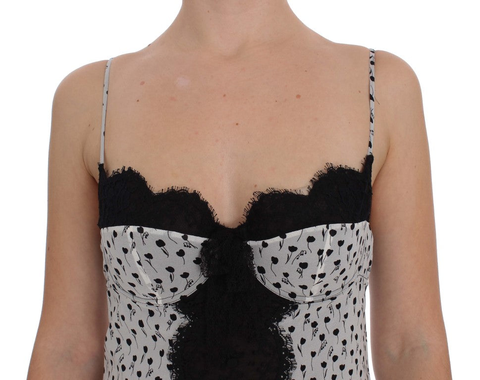 Svart sidenspets babydoll-underkläder