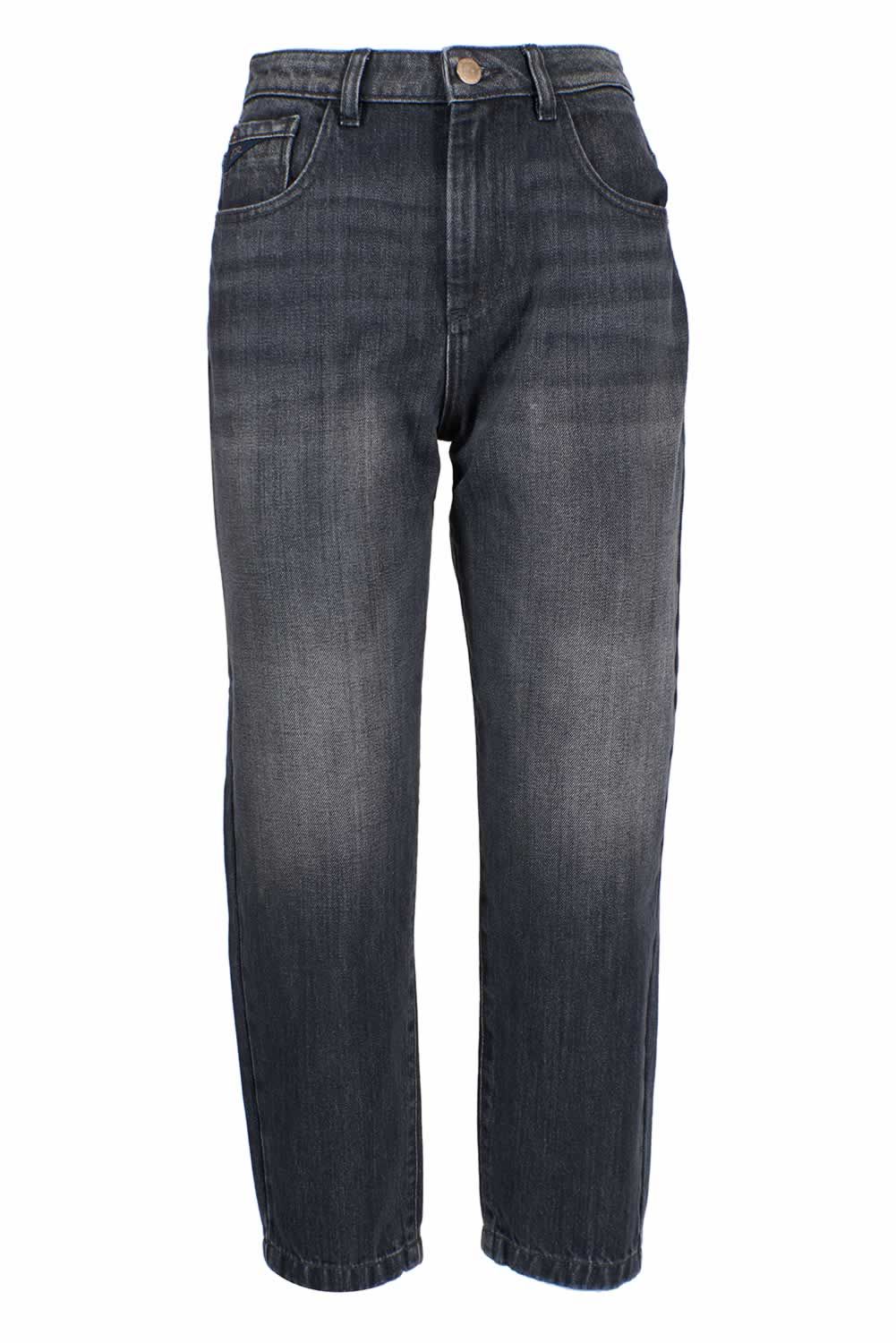 Svarta bomullsjeans med hög midja för kvinnor