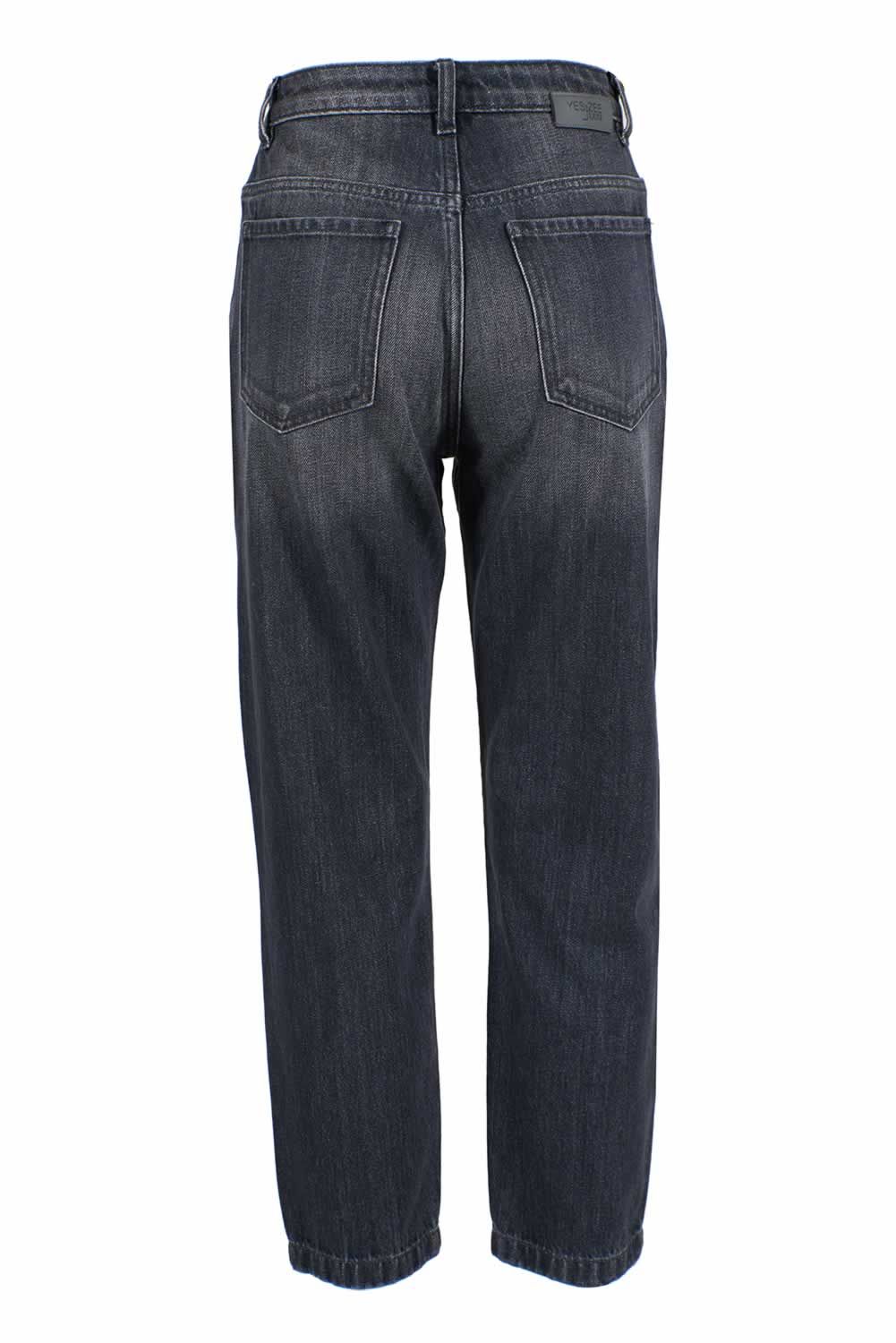 Svarta bomullsjeans med hög midja för kvinnor