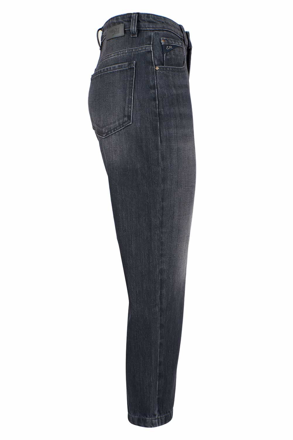 Svarta bomullsjeans med hög midja för kvinnor