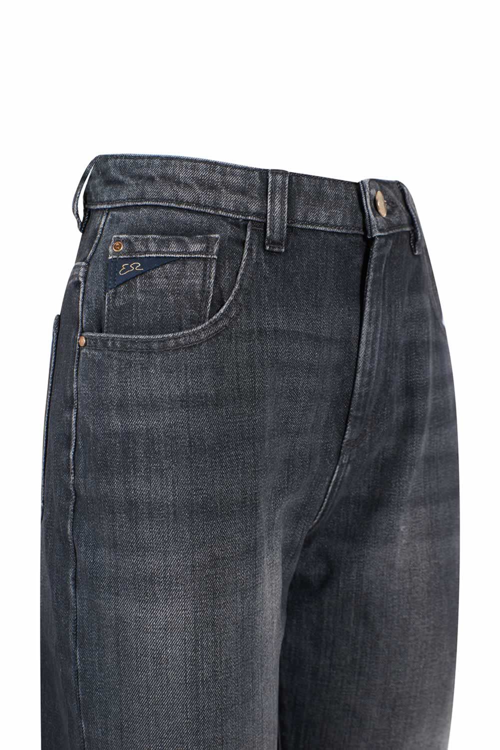 Svarta bomullsjeans med hög midja för kvinnor