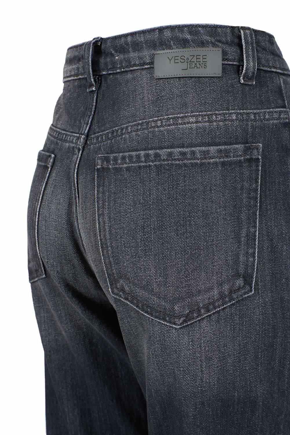 Svarta bomullsjeans med hög midja för kvinnor