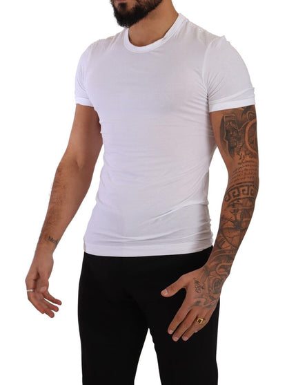 Dolce &amp; Gabbana Vit Rundhalsad Bomulls Stretchig T-shirt Underkläder