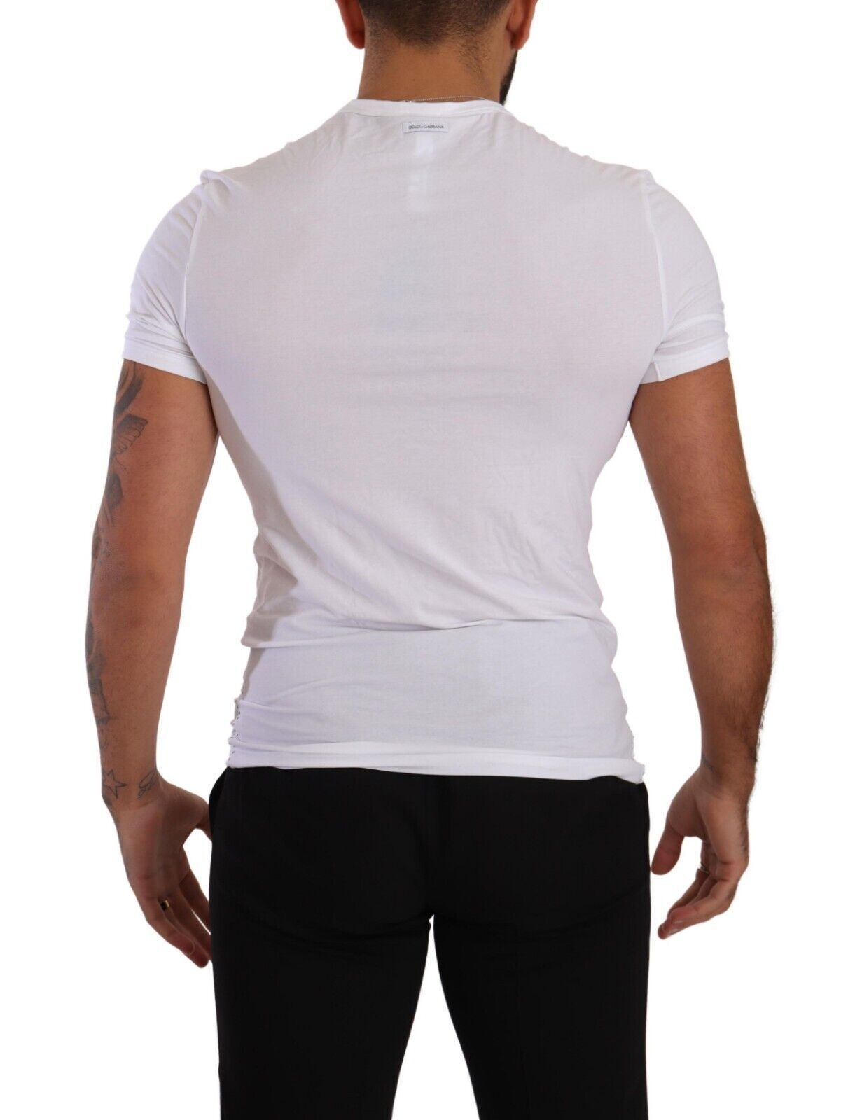 Dolce &amp; Gabbana Vit Rundhalsad Bomulls Stretchig T-shirt Underkläder