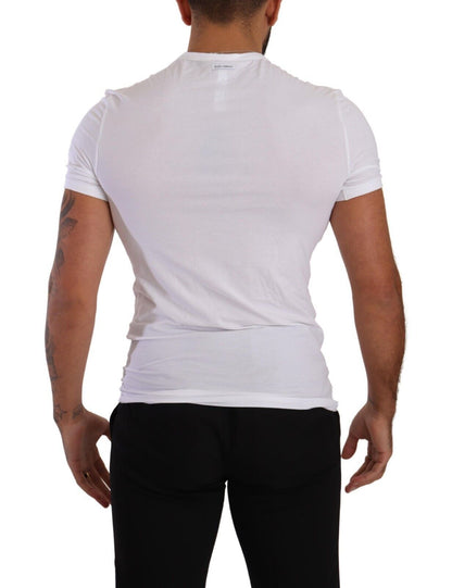 Dolce &amp; Gabbana Vit Rundhalsad Bomulls Stretchig T-shirt Underkläder