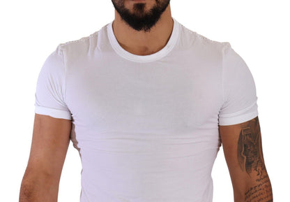 Dolce &amp; Gabbana Vit Rundhalsad Bomulls Stretchig T-shirt Underkläder